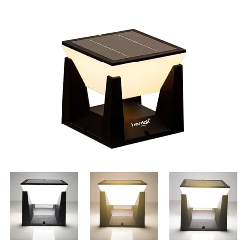 Image of hardoll Solar Gate & Garden Outdoor Lights for Home 4000mAh Battery, Mono Solar Panel, IP54 Waterproof, 40 LEDs, 3 Color Modes (Warm /Cool /Neutral), Dusk-to-Dawn 10-12h Pillar Lamps (Pack of 1)