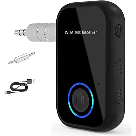 YJLX Bluetooth 5.0 Receiver Car Bluetooth Aux Adapter 3.5mm Bluetooth Receiver Noise Cancellation Hand-free Calls Wireless Aux Audio Music Receiver for Car/ Home Stereo/ Wired Speaker/ Headphones Cover