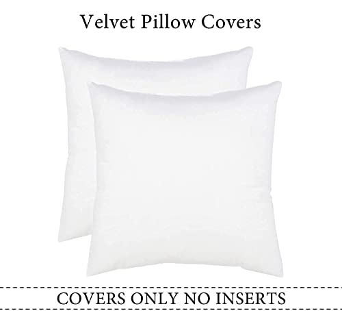 Image of Decorative Holland Velvet Cushion Square Pillow Covers Pillowcases for Sofa Bedroom with Invisible Zipper || (White, Set of 2 Piece (16X16 Inches)