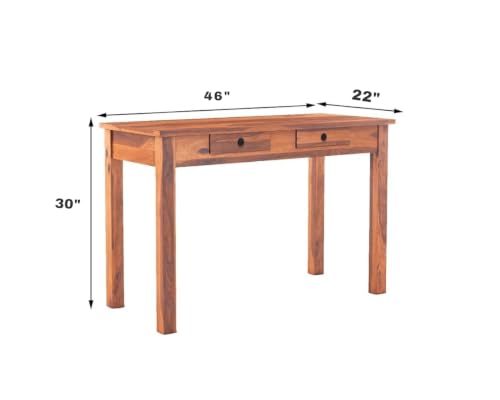 Image of Solid Sheesham Wooden Study Table & Desk with Drawer for Office and Home | Computer Laptop Table | Reading & Writing Desk | Laptop Desk (Honey E)