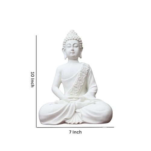 Image of The Advitya Buddha Idol for Home Decor | White Gautam Buddha Statue Showpiece for Living Room, Office & Temple | Resin Shakyamuni Buddha Figurine | Housewarming Gift (White |10 inch)