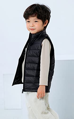 Aieoe Little Kids Winter Down Coat Vest Girls Warm Solid Windproof Outwear Waistcoat Outfits Clothes Water-Resistant Packable Puffer Vests Black 10-11 Years #TOP4