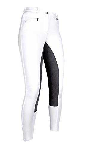 HKM Reithose -Basic Belmtex Grip- 3/4 Besatz 5909, Pantaloni Da Equitazione Donna, Bianco (Weiß/Schwarz), 52