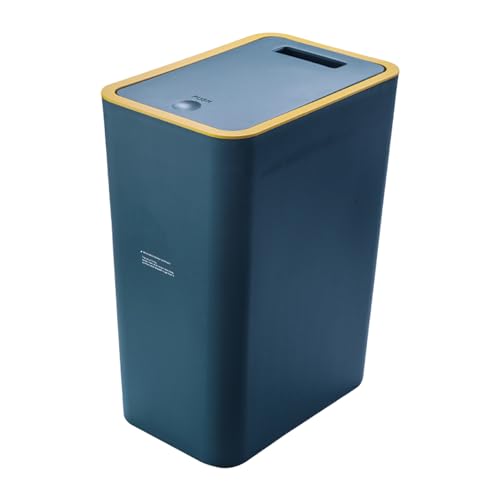 Press Top Garbage Bin – Slim Wastebasket with Lid for Narrow Spaces | Covered Trash Can for Bedroom, Bathroom, Kitchen | Modern Design Bin with Push Lid for Living Room, Home, or Corner Use