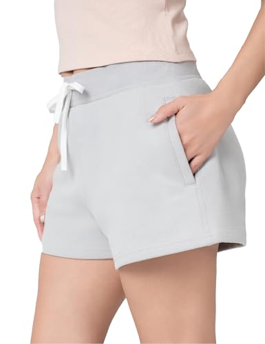 SPRUCE INT Women's Sweat Shorts with Pockets Cotton French Terry Drawstring Summer Workout Casual Lounge Shorts (US, Alpha, X-Large, Regular, Regular, Alloy)