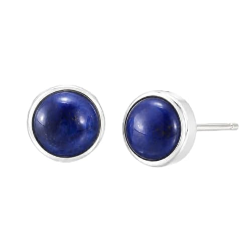 Lapis Lazuli Stud Earrings for Women 925 Sterling Silver Hypoallergenic