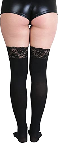 Image of ToBeInStyle Women's Spandex Double Weaves Thigh Hi With Lace Up Lace Top