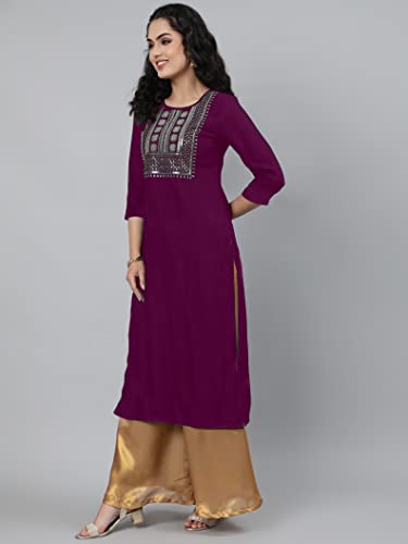 Image of Femvy Women's Rayon Solid Regular Kurti