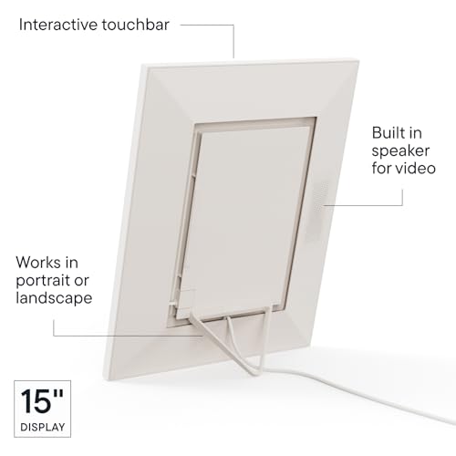 Image of Aura Walden 15 inch WiFi Digital Picture Frame | Wirecutter's Best Digital Frame for Gifting | Send Photos from Your Phone | Quick, Easy Setup in Aura App | Free Unlimited Storage | White Clay