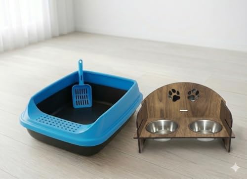 Kürekli Izgaralı Açık Kedi Tuvalet Kabı – Sıçrama Önleyici, Yüksek Kenarlı, Kolay Temizlenebilir Plastik Kedi Kumu Kabı (METALİK GRİ) - Görsel 4