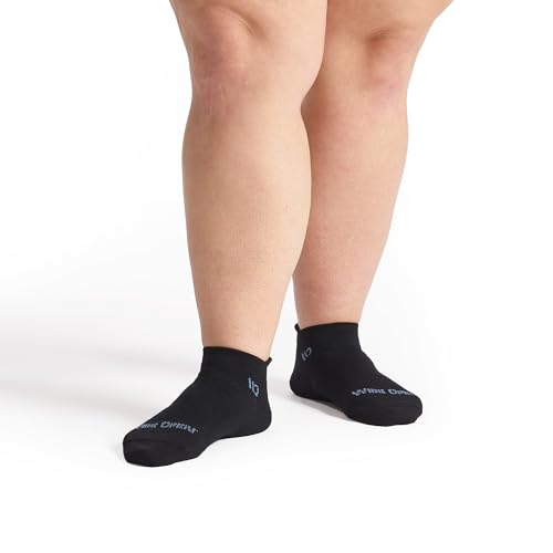 Wide Open Womens Solid Lightweight Ankle Socks Non-Binding Merino Wool Lifestyle Socks for Wide Feet - Black M