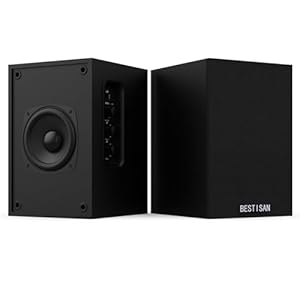 BESTISAN Active Bookshelf Speakers for Record Player, Powered Studio Turntable Speakers, for TV, PC and Wireless Music Streaming Featuring Bluetooth and RCA (SR16)