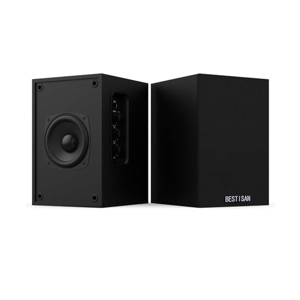 BESTISAN Active Bookshelf Speakers for Record Player, Powered Studio Turntable Speakers, for TV, PC and Wireless Music Streaming Featuring Bluetooth and RCA (SR16)