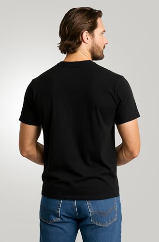 Zaccai Men's Black Cotton T-Shirt, Crewneck Short Sleeve Tee, Soft & Durable, Regular Sizes2