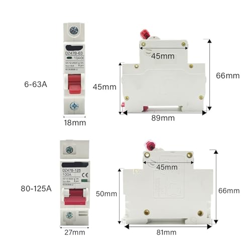 Disyuntor CC 48V 36V mini interruptor de protección batería coche 1P 63A DZ47 2