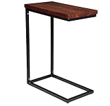 BIRDROCK HOME Espresso Wood TV Tray C Shaped Side Table - End Table - Industrial Design - Natural...