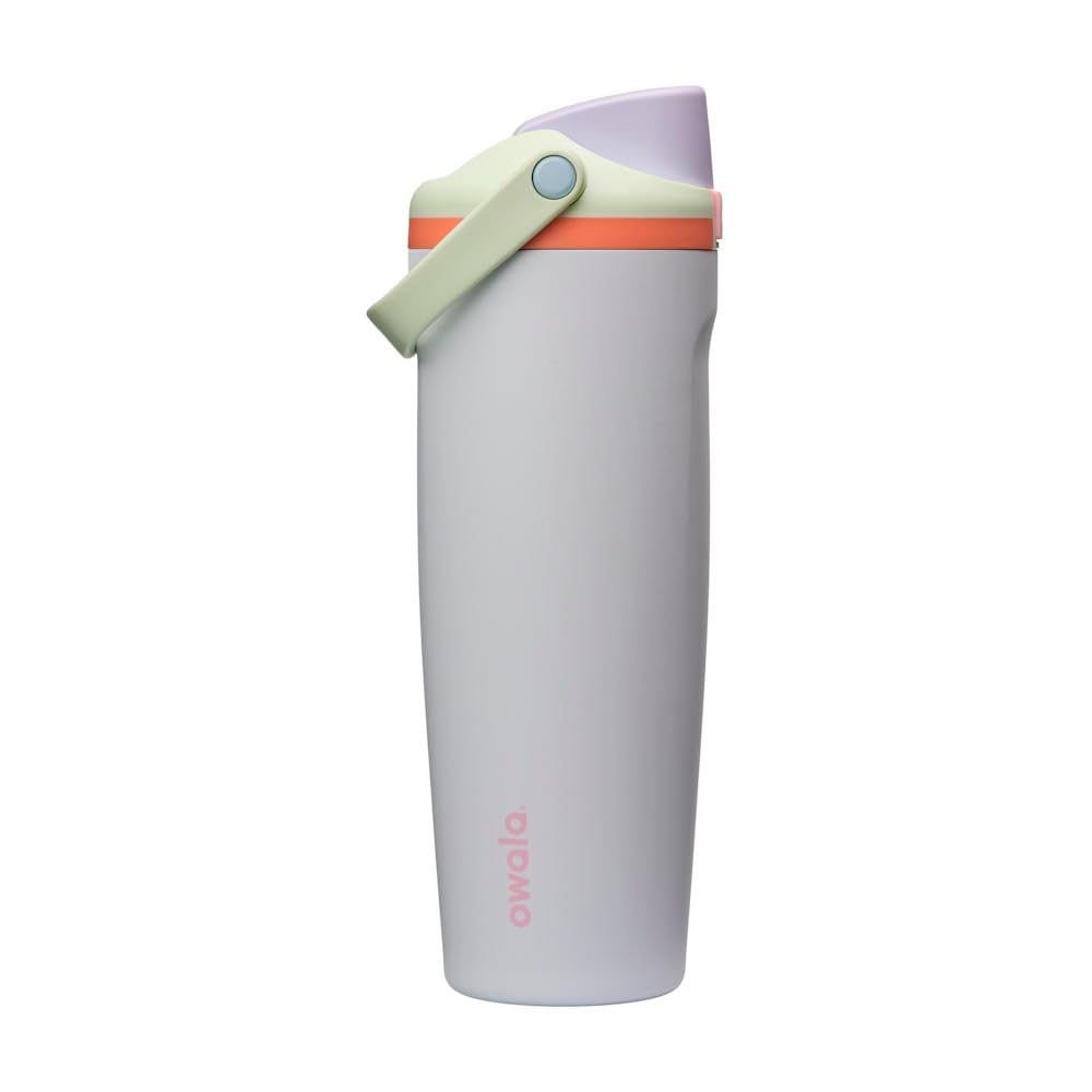 Owala FreeSip Sway Insulated Stainless Steel Water Bottle with Two-Way Spout, Built-In Straw and Bucket Handle, Made for Travel, School, and Sports, 890ml, BPA Free, Leak Proof, Beach House, (Purple)