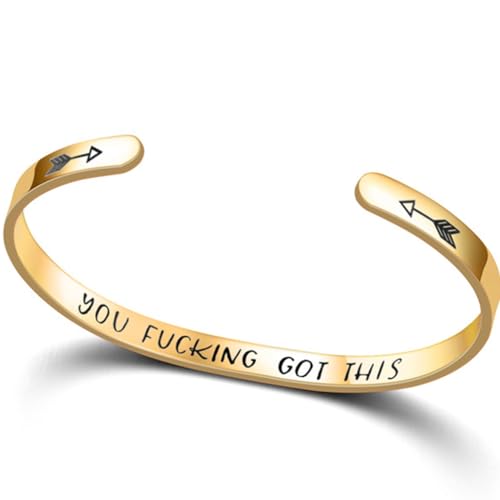 Jude Jewelers Stainless Steel You Fucking Got This Inpirational Mantra Encouragement Ope Cuff Bangle Bracelet