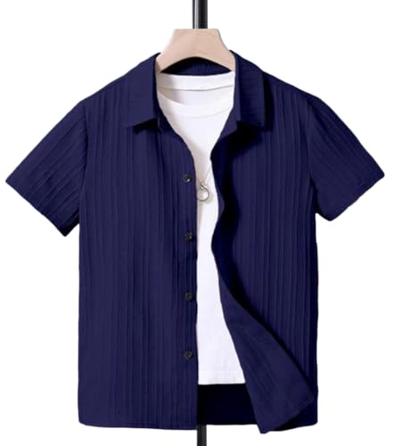 Image of Vikita Enterprise Devansh Cotton Stylish Boys Shirts Regular Fit Hawaiian Sugarcane Strips Popcorn Plain Unisex Shirt