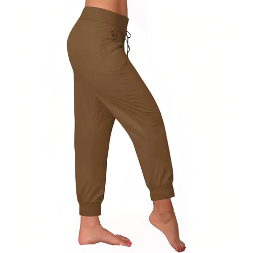 Calça feminina esportiva de ioga para mulheres, ajuste solto, perna reta, punho longo, verão, outono