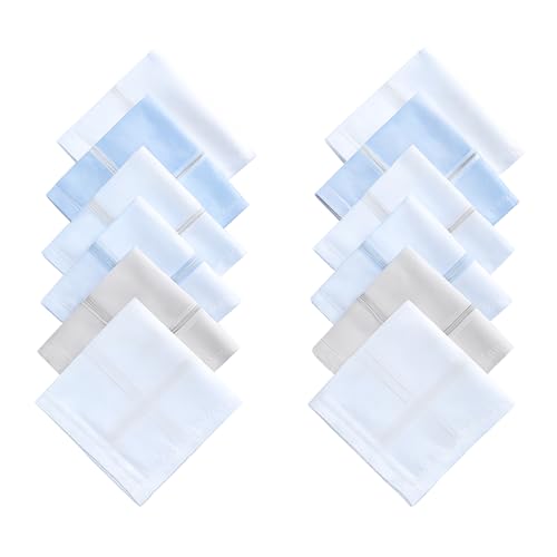 Image of Premium 100% Cotton Handkerchiefs for Men, 48 x 48 cm, Large Size Rumal Napkins, White & Multicolor Stripes