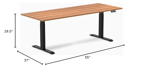 Image of Desky Electric Standing Desk, 78.7 inch Laminate Height Adjustable Sit Stand Desk, Dual Motor, 4 Memory Presets, Ergonomic Computer Workstation for Home Office - Prime Oak Top and Matte Black Frame