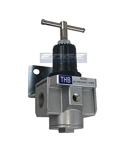 7 TO 570 PSI, 1" NPT, HIGH PRESSURE INDUSTRIAL REGULATOR FOR AIR & INERT GAS, ADJUSTABLE FROM 7 THROUGH 570 PSI, HIGH FLOW RATE, T-HANDLE STYLE ADJUSTMENT WITH LIQUID FILLED PRESSURE GAUGE (1" NPT)