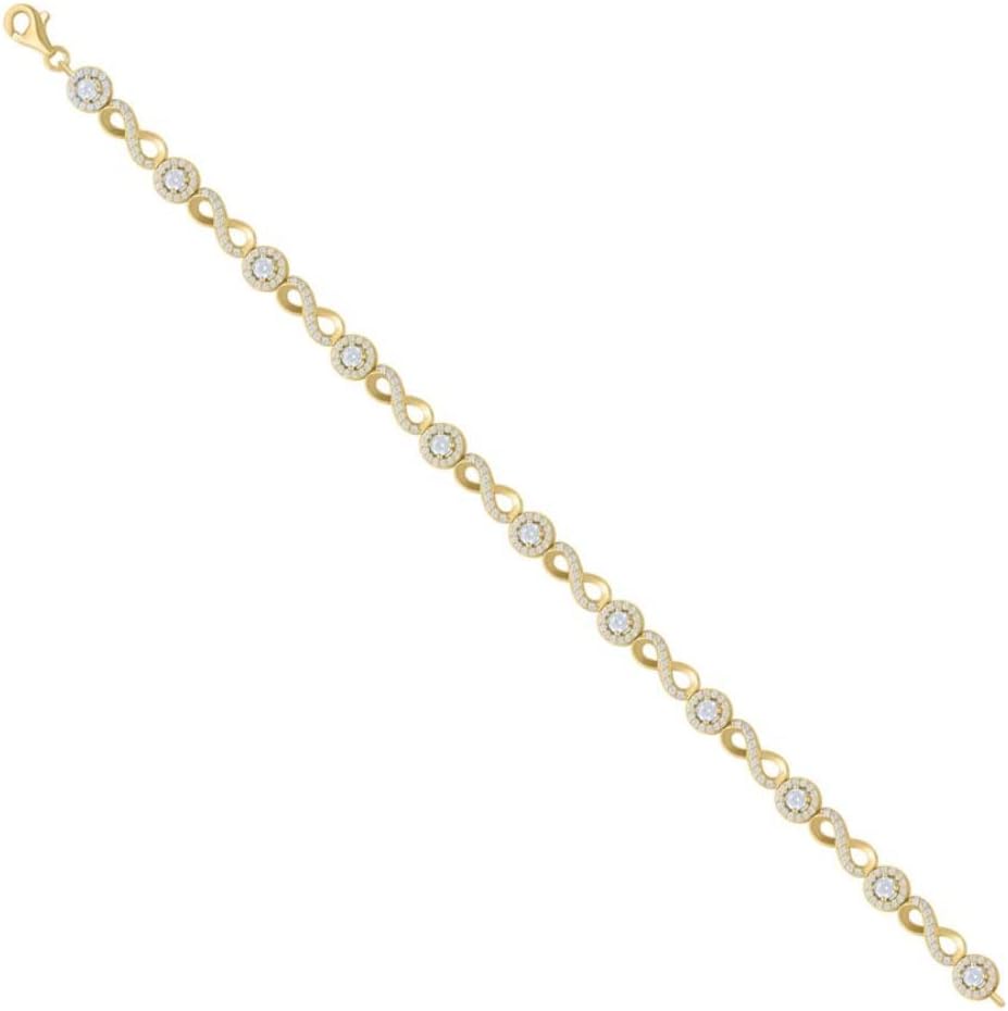 Diamond2Deal 925 Sterling Silver Yellow-tone Cubic Zirconia Infinity Tennis Bracelet for Mom