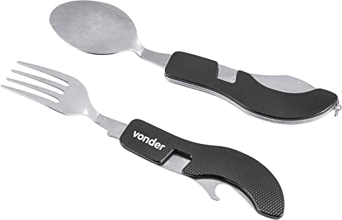 Vonder, Canivete Multiuso, Em Aço Inox, Com Talheres, 4 Em 1.