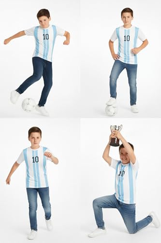 Image of Messi 10 Home Football Jersey T-Shirt((Kid's,Boy's & Men)
