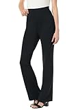 Woman Within Plus Size Stretch Ponte Knit Pull-On Bootcut Pants - 16 W, Pocket Black