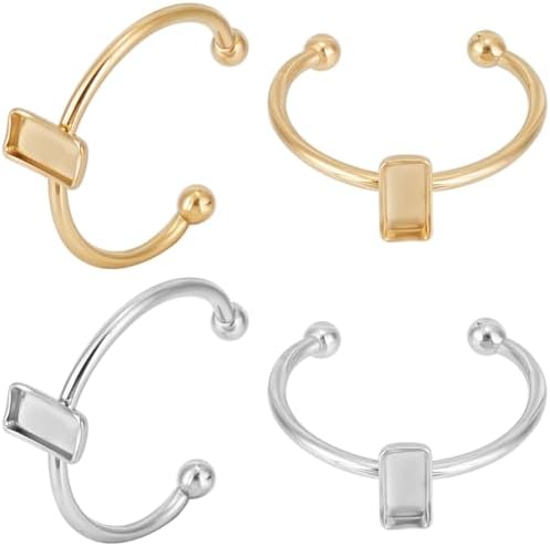 Beebeecraft 1 caixa, 20 peças, anel de dedo ajustável, base vazia...