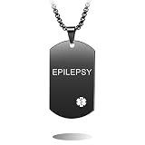 MOWOM Medical Collana Pendente Dog Tag Personalizzato Acciaio Inossidabile - con 5 Articoli: Carta di Emergenza, Manica, 2 Catene, Silenziatore(Nero, Penicillin Allergy)