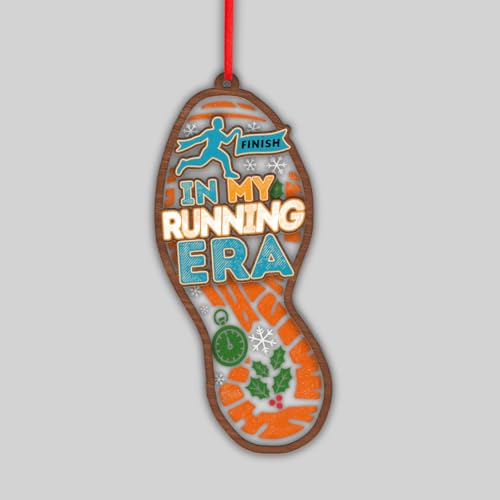 Running Ornament, Runner Ornaments for Christmas Tree, 2 Layered Wooden Acrylic Ornament Keepsake, Festive Gifts for Runners, Winter Festival Decor for Home Party Holidays