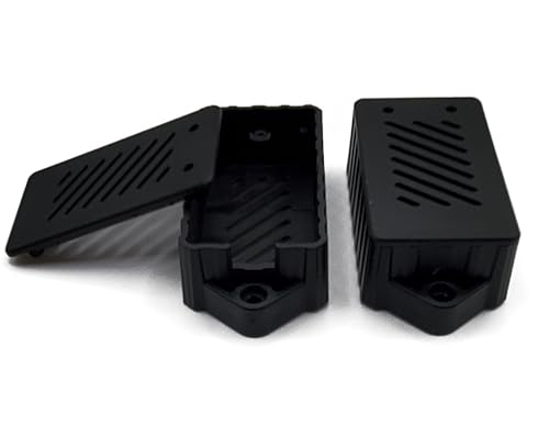 Caja premium para ESP32, paquete de 2 unidades, moldeada por inyección, con passthrough (negro) | Ranuras de ventilación, orejas de montaje, tapa de cierre por presión, material PC-ABS, compatible con tarjetas ESP-WROOM-32 de 30 pines miniatura 1