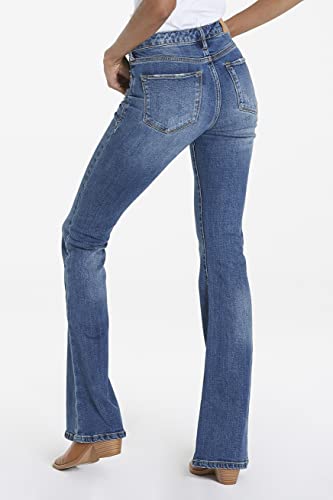 DEAR JOHN Rosa Flared Women's Jeans Mid Rise Full Inseam Comfort Stretch Denim2