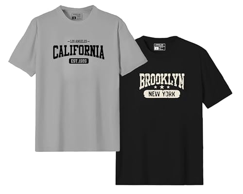 Image of JUGULAR Men's Half Sleeve Cotton Printed Combo Tshirt (Pack of 2)