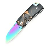 EILOSZF Outdoor Klappmesser,Sehr scharfes Mini Klein EDC Taschenmesser, als Einhandmesser und Zweihandmesser verwendbar (Braun)