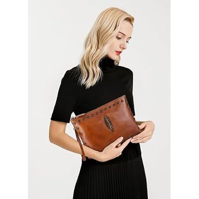 LETEULO Womens Crossbody Bag Leather Handmade Shoulder Bag Clutch Wristlet Handbags Purse