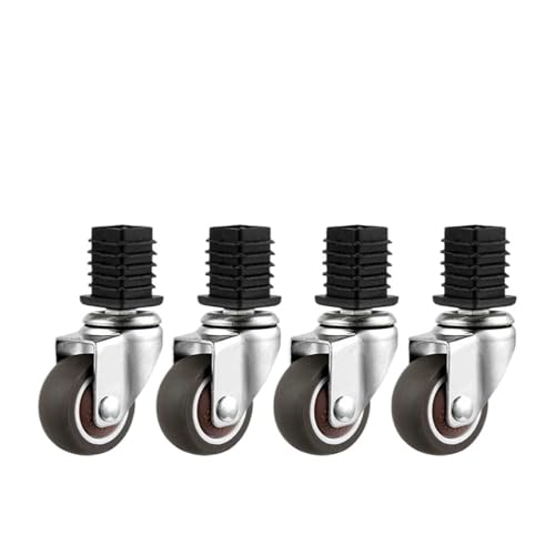 Roulettes tube carré 22mm en lot de 4 pour meubles et chariots