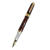 Gullor Beautiful Calligraphy & Art Fountain Pen Jinhao 250 Black with Orange Grain Pen Golden Clip P