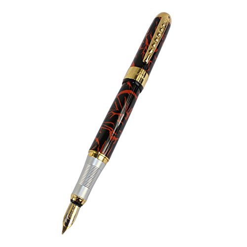 Gullor Beautiful Calligraphy & Art Fountain Pen Jinhao 250 Black With Orange Grain Pen Golden Clip Pen #TOP17