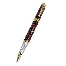 Gullor Beautiful Calligraphy & Art Fountain Pen Jinhao 250 Black with Orange Grain Pen Golden Clip Pen