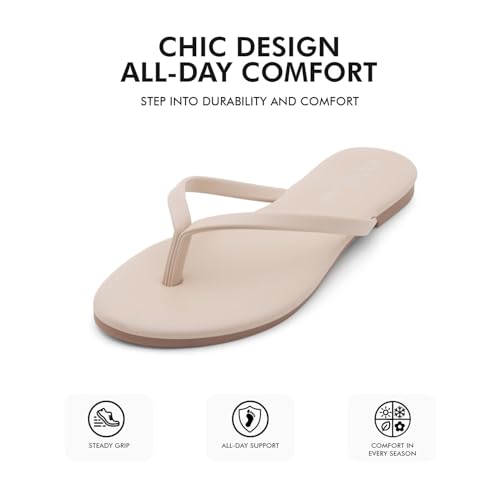 Image of Shoe Land Thong Flip Flops for Women, Memory Foam Flat Sandals, Lightweight Summer Slides, Non Slip Comfort Sandals for Beach, Travel and Everyday Wear