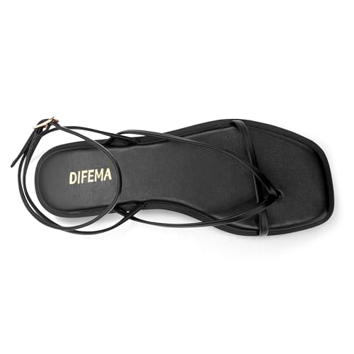 Womens Flats Sandals Square Toe Strappy Ankle Strap Flats2