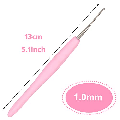 Coopay Crochet Hook 1.0mm 2 Pack, Steel Fine Thin, Small for Amigurumi and Crocheting Tiny with Soft Handle Micro Crochet - Image 2