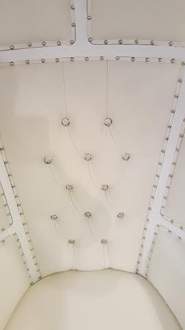 Isaiah Luxury Furniture Victorian Balloon Arm Chair Porter Arm Chair Queen Anne Canopy Statement Accent Chair (White & White Leather)