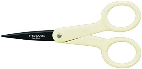 Fiskars Non-stick Micro-Tip Scissors, Length: 12 cm, For Right- and Left-handed Users, White, 1004682