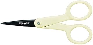 Fiskars Non-stick Micro-Tip Scissors, Length: 12 cm, For Right- and Left-handed Users, White, 1004682