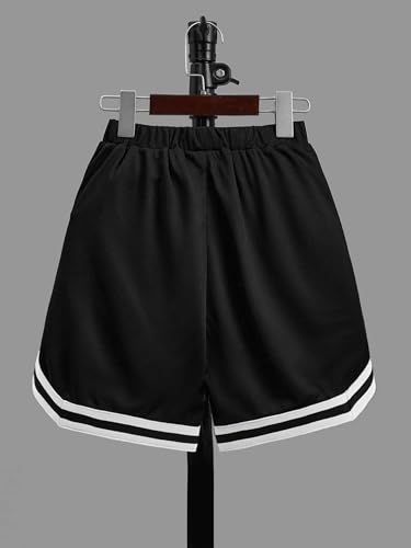 OYOANGLE Boy's Letter Print Striped Elastic Waist Shorts Athletic Track Shorts with Pocket2
